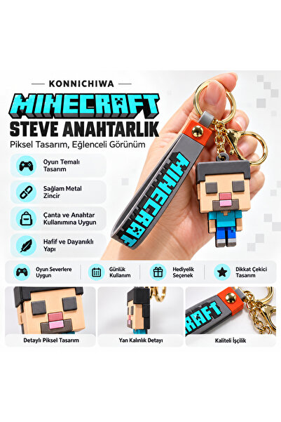 FG KONNİCHİWA 🎮 Minecraft Creeper Steve Skeleton privezak | Unisex privezak ...