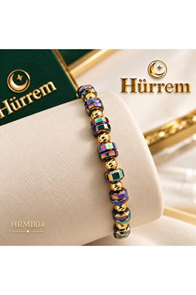 Generic Brand Brățară Șnur Aur 14 k hematite colorate și bile de aur -HRMB04