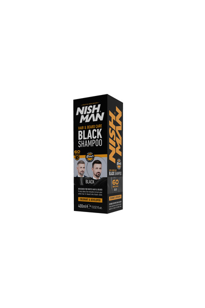 NISHMAN Hair & Beard Care Shampoo 2in1 Colorant & Developer Black Shampoo