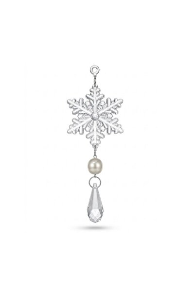 Noname Christmas decoration Sersimo snowflake 13 cm white with brocade and ri...