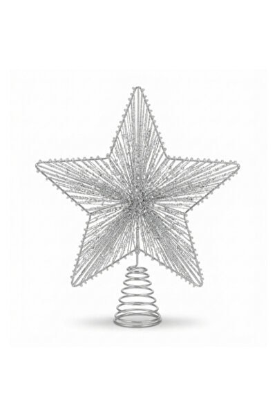 unima decor Vârf pentru brad Unimasa în formă de stea, argintiu, metal, 20 x ...