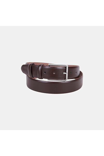 Desa Men's Brown Leather Classic Belt with Silver Buckle