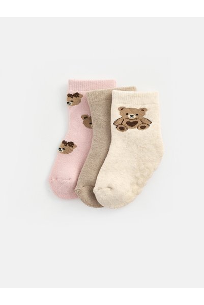 LC Waikiki Bear Embroidered Baby Girl Socks 3-Piece Set from Uzg Store for St...