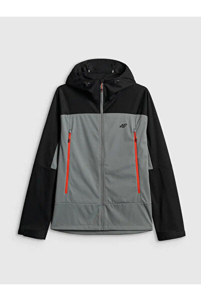 4F Jachetă softshell de trekking neagră pentru bărbați, elastică, NEO DRY, im...