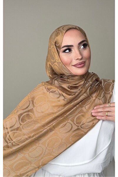 fleur scarf Halka Desen Şal Premium Vizon-Gold