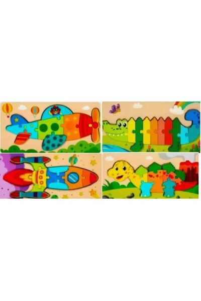 OEM Set of 4 colorful wooden puzzles, 29.6x14.5cm