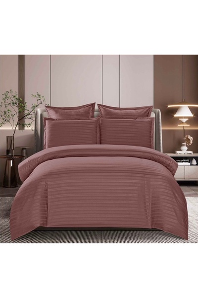 Truva Home Lenjerie de Pat Dublu | Damasc Premium, Hotelier | 6 Piese | Cearc...