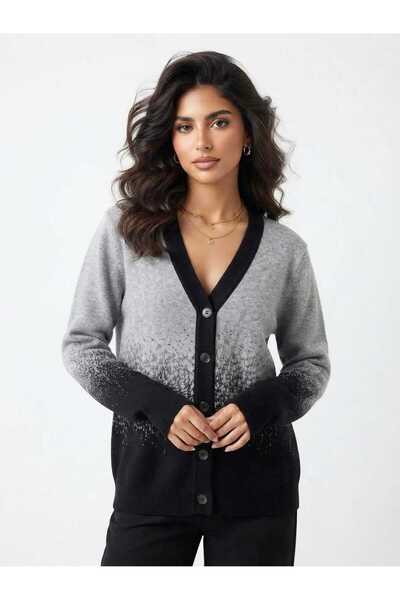 DAY BY DAY Women's V-Neck Wool Sweater with Full Front Button Closure, Design...