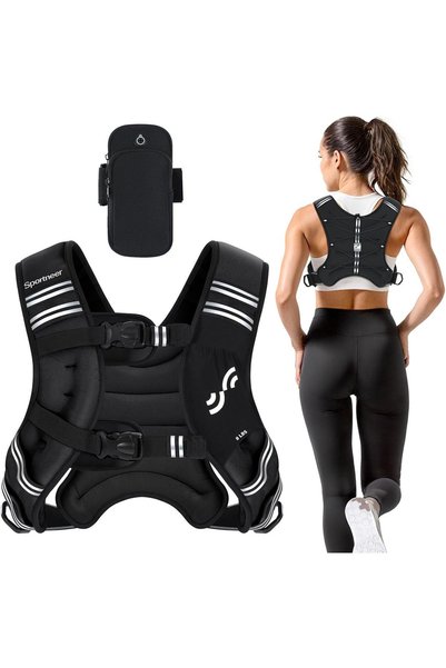 Sportneer Vestă cu greutăți, 3,5 kg, greutăți distribuite, benzi reflectoriza...