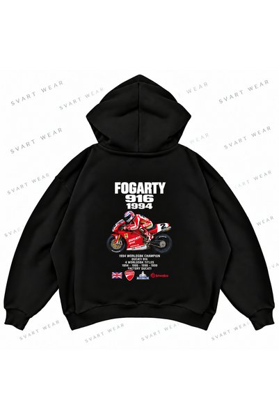 SVART WEAR كارل فوجارتي · دوكاتي 916 · 1994 سترة رياضية بقلنسوة كبيرة الحجم م...