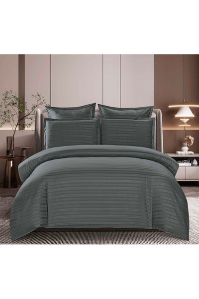 Truva Home Lenjerie de Pat Dublu | Damasc Premium, Hotelier | 6 Piese | Cearc...