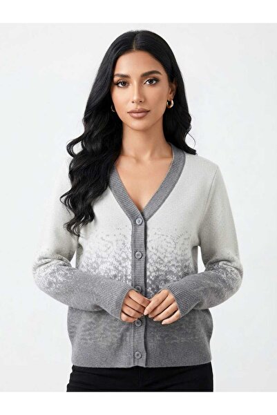 DAY BY DAY Women's V-Neck Wool Sweater with Full Front Button Closure, Design...