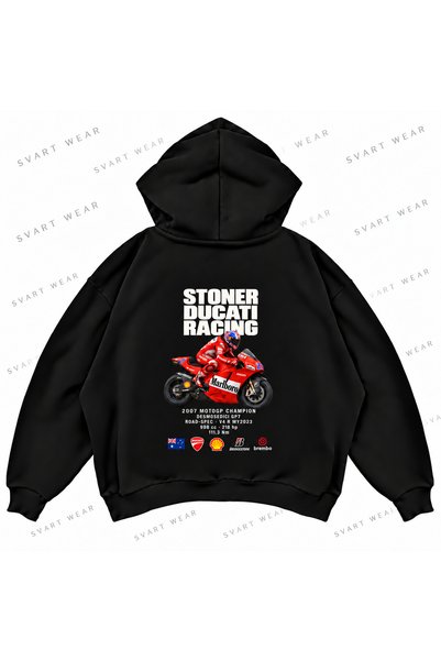 SVART WEAR كاسي ستونر · دوكاتي ديموزيديسي جي بي 7 · 2007 سترة رياضية سوداء مط...