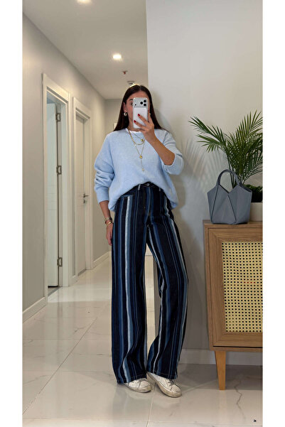 BİRCANÇİL Tollet Lacivert Çizgili Jean
