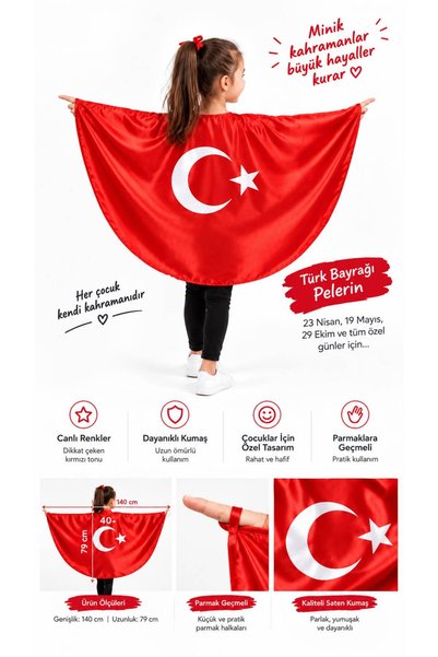 Genel Markalar Ay Yıldızlı bayrak pelerin
