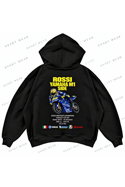 SVART WEAR فالنتينو روسي · ياماها YZR-M1 · سترة رياضية كبيرة الحجم بطباعة جرا...