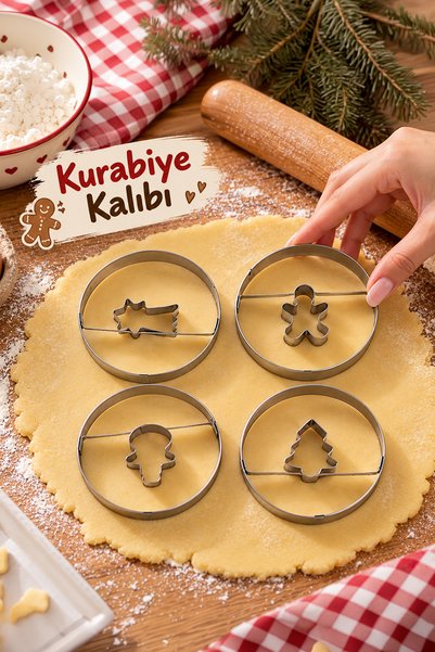 Porsima 05809 Metal 4-Piece Christmas Cookie Mold Set - Stainless Steel Round...