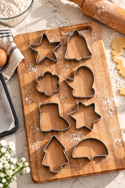 Porsima 05810 8-Piece Stainless Steel Shaped Cookie and Biscuit Mold Set - Pine Tree Star Daisy Pattern Dough Cutter