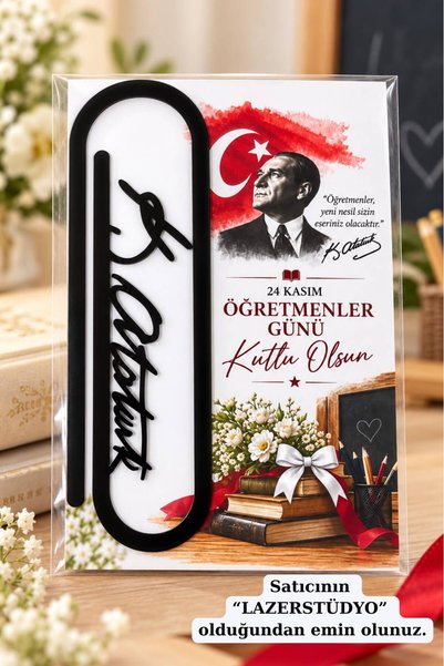 Lazerstüdyo 5 Adet 24 Kasım Öğretmenler Günü Hediyesi Kitap Ayracı
