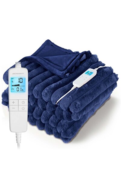 Berdsen Patura electrica dubla pentru 2 persoane, 180x160 cm, 160 W, Bleumarin