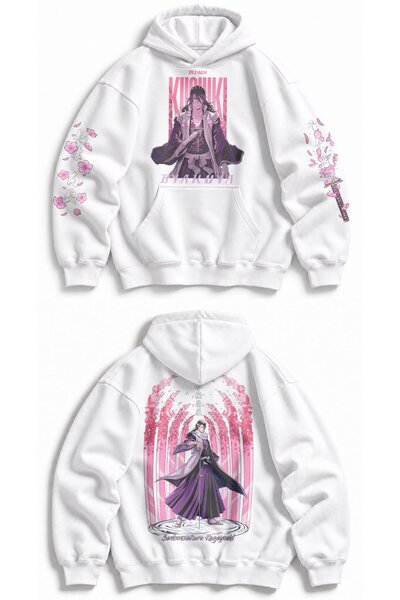 Fuddy Moda Унисекс суичър с качулка с принт на гърба Bleach Byakuya Kuchiki, ...