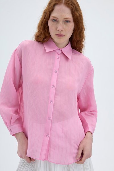 Quzu Women's Oversize Long Sleeve Shirt Gml00188 Pink