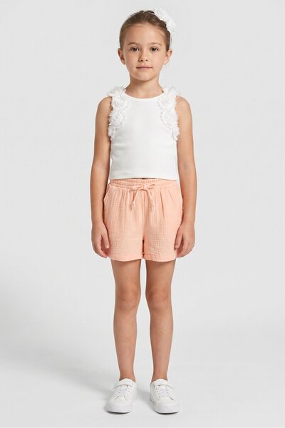 JASON WU Kids Girl 3 Pcs Textured Tank Top And Shorts With Hair Clip, Multicolor