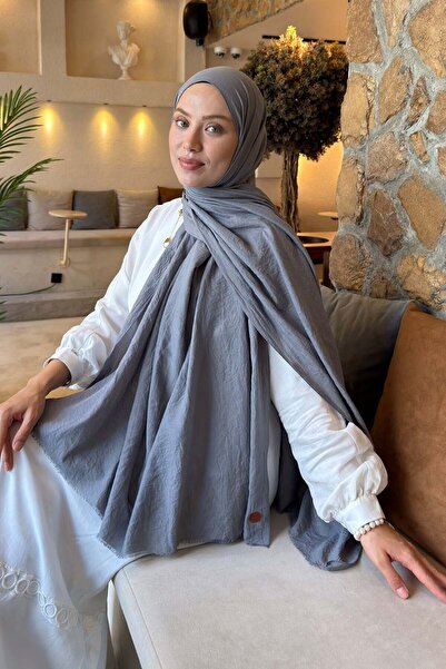 lamelif شال عضوي فاخر باللون الرمادي