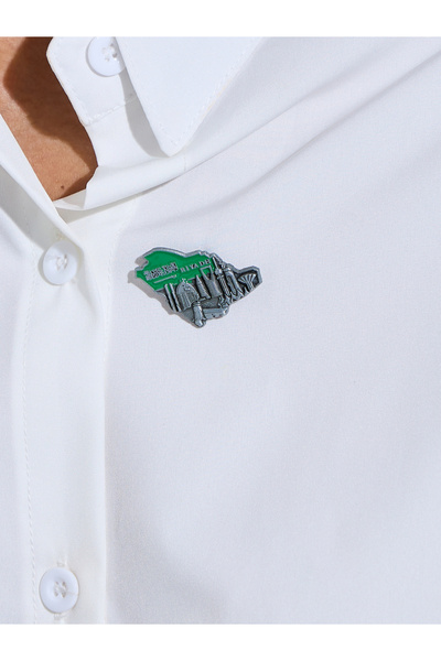Styli Green and Sliver Riyadh Map Alloy Brooch