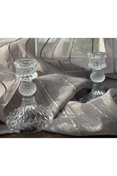 OME Set 2 suporturi decorative din sticlă transparentă pentru lumânari