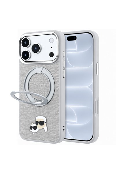 Karl Lagerfeld Husa Ring Stand 360 KC Pin MagSafe, iPhone 17/18 Pro, Gri