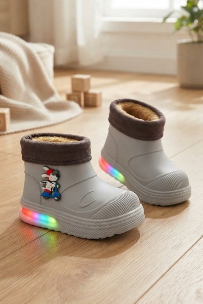 ayhnshoes Buz Işıklı Kışlık İçi Kürklü Çocuk Çizme Soğuğa Dayanıklı Su Geçirm...