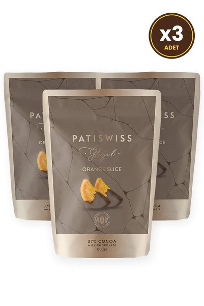 Patiswiss Sütlü Çikolatalı Yarım Kaplı Portakal Dilimi 80G X 3 Adet