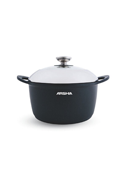 Arshia 24cm Die-Cast Aluminum Casserole – Teflon Non-Stick, Tempered Glass Li...