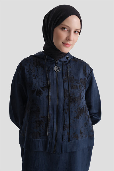 Armine Dantel Detaylı Denim Takım Lacivert