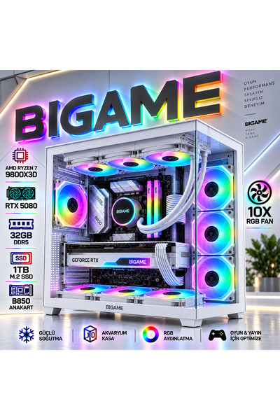 Genel Markalar BiGame Apollon V1 Ryzen 7 9800X3D Rtx 5080 16G 32GB Ram 1tb M2...