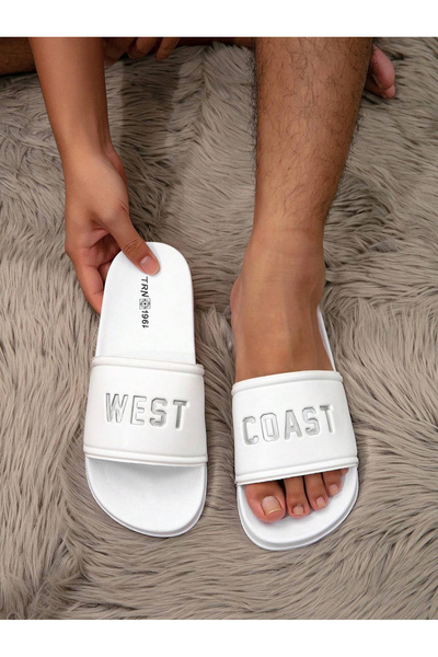 Take Two By Styli Men Silver West Coast Slide Sandals