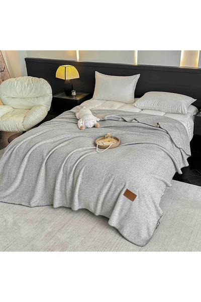 JOJO HOME Patura cu textură fină de cașmir artificial, 200x230cm, uni, cu geanta de depozitare