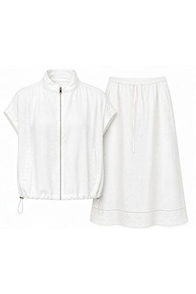 Generic Brand Compleu Amour din in 100% cu vestă și fustă maxi – Maison G