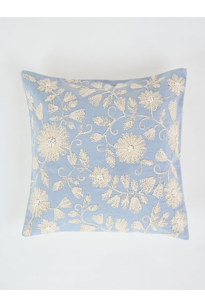 Styli 1-Piece Embroidered Square Cushion Cover 18x18inches, Cotton Blend