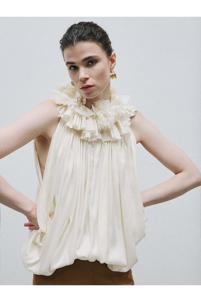 BAQA Ruffle Detailed Silk Blouse