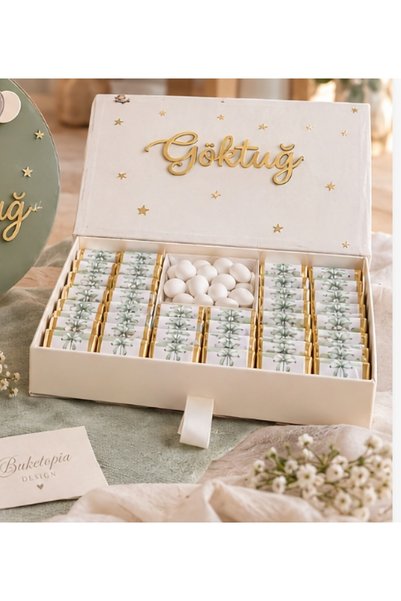 buketiket Kutulu İsme Özel Tasarımlı Peluş Balonlu Ayıcıklı Kız Erkek Bebek 7...