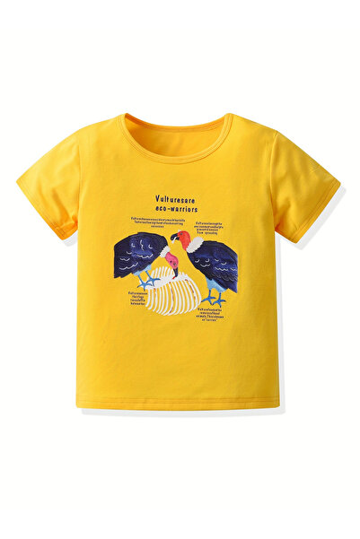 Take Two By Styli Kids Yellow Vulture Graphic Regular Fit T-Shirt