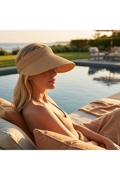 CozyNook Foldable Straw Sun Visor for Women, Wide Brim Roll-Up Beach Hat