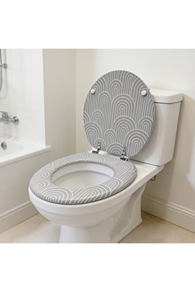 regata Scaun de toaletă Art Deco din MDF, decor pe 3 laturi, închidere standa...