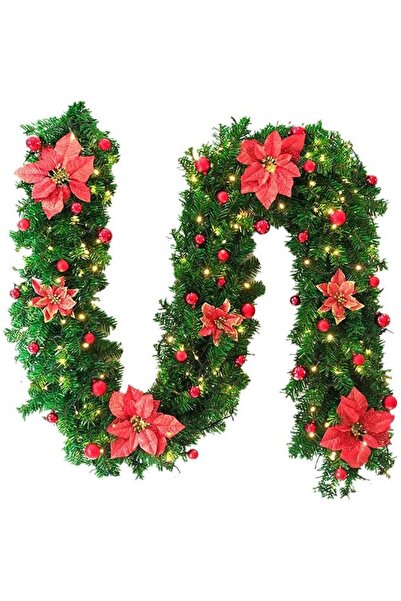TREER Ghirlandă de Crăciun, 2,7 m, iluminare LED, 8 moduri, telecomandă, deco...