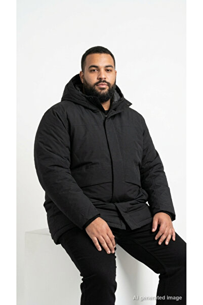Jack & Jones معطف رجالي أسود بقلنسوة من JPRBLAMOON مع جيوب وأكمام طويلة وسترة...