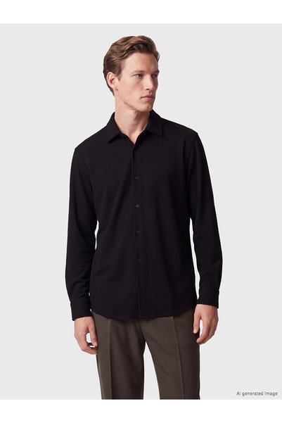 LC Waikiki Ozmarka New Season Black Slim Fit Men's Shirt