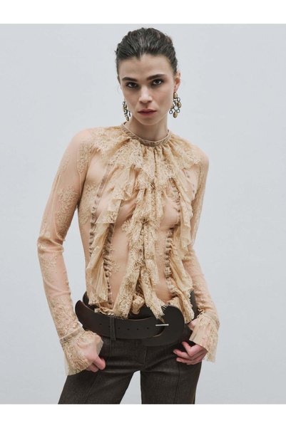 BAQA Ruffle Detailed Transparent Blouse