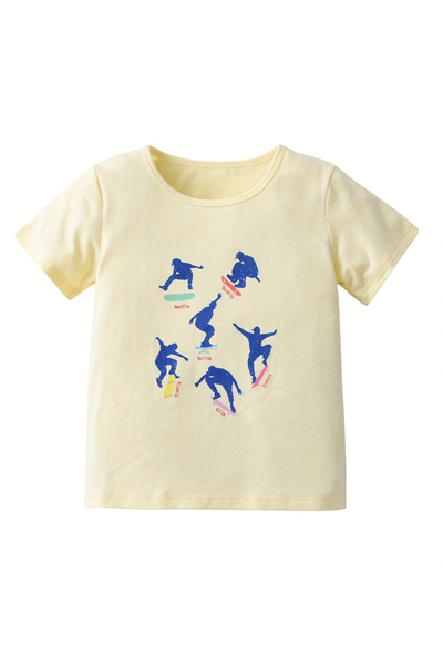 Take Two By Styli Kids Beige Skater Graphic Short Sleeve T-Shirt